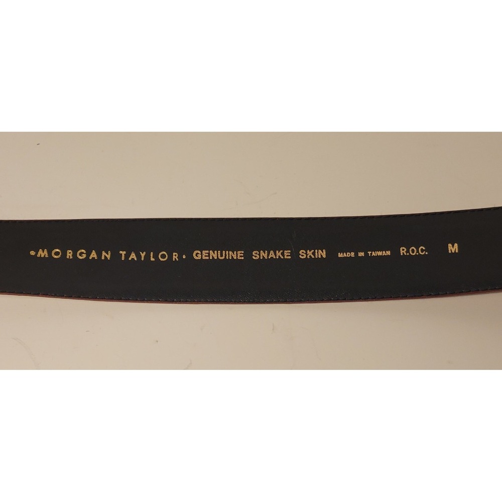 Vintage Morgan Taylor Brown Snake Skin Thick Belt Gold Tone Buckle Med 29"-33" - Picture 4 of 11